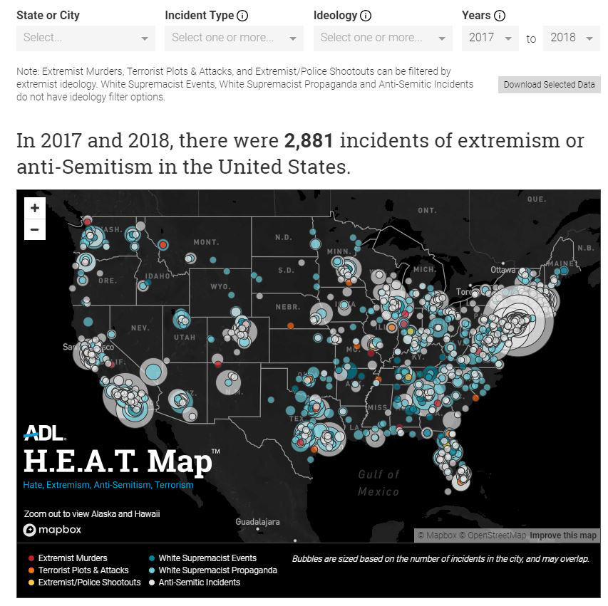 Anti-Defamation League  ADL Unveils First Of-Its-Kind Interactive Map 