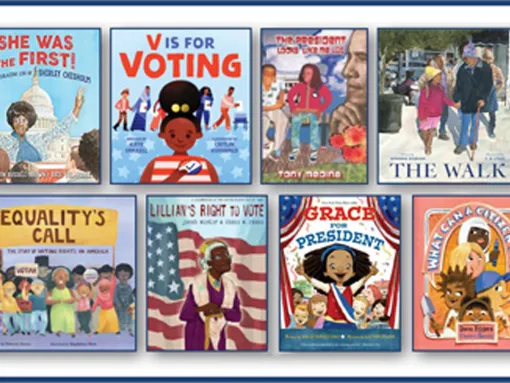 Collage of books about voting and elections