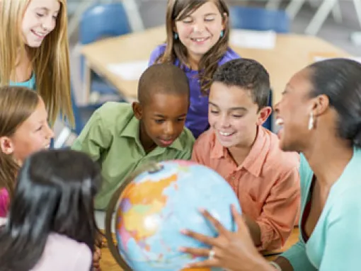 Elementary Class Students Teacher Globe