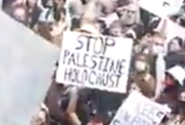 Antisemitic sign at anti-Israel protest